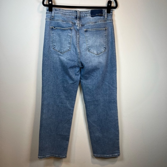 RISEN Women's High Rise Crossover Straight Leg Blue Medium Wash Stretch Sz 31x29 - Picture 10 of 14